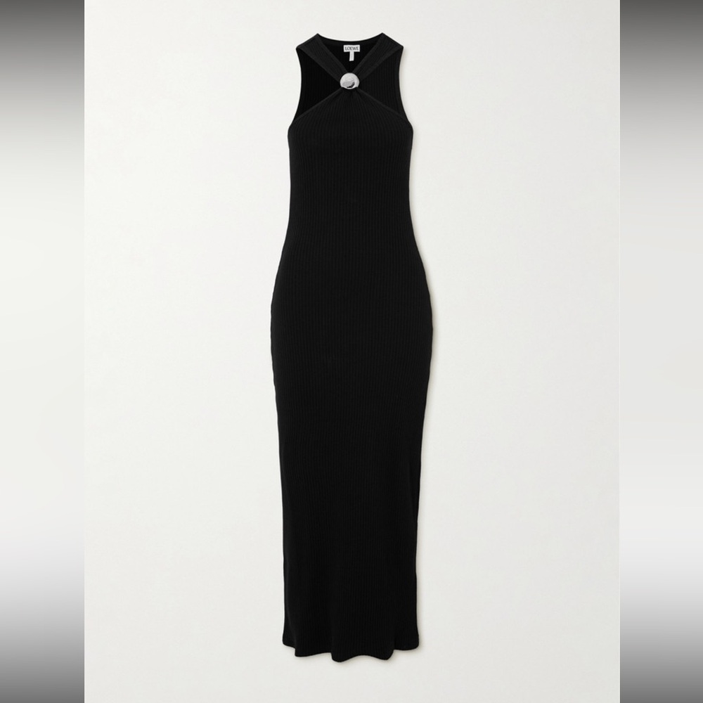 NWT Loewe Black Ribbed Knit Dress SIZE S
